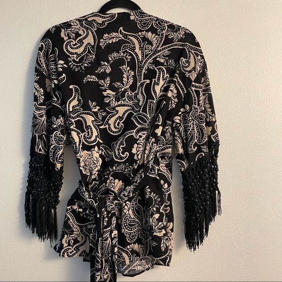 ZARA FRINGED PRINTED JACKET - Picture 8 of 13
